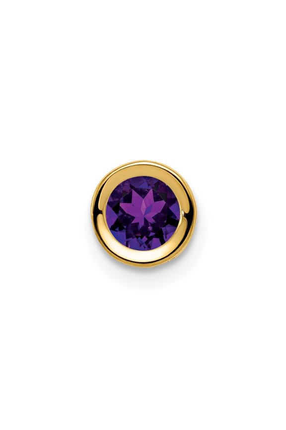 14K Yellow Gold 5mm Round Amethyst Bezel Chain Slide