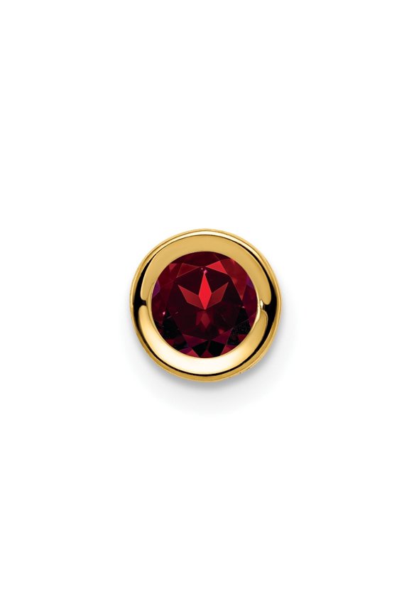 14K Yellow Gold 5mm Round Garnet Bezel Chain Slide
