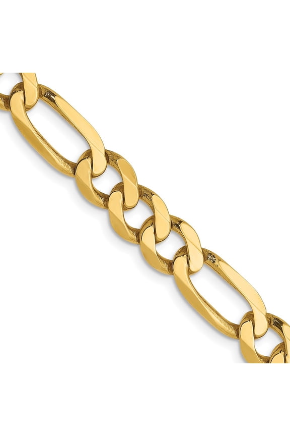 14K Yellow Gold 6.00mm Flat Figaro Chain Necklace for Women 20"