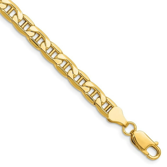 Diamond2Deal 14K Yellow Gold 6.25mm Semi-Solid Anchor Chain Bracelet for Men 7"