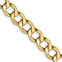 Diamond2Deal 14K Yellow Gold 6.5mm Semi-Solid Curb Chain Necklace for Men 20"
