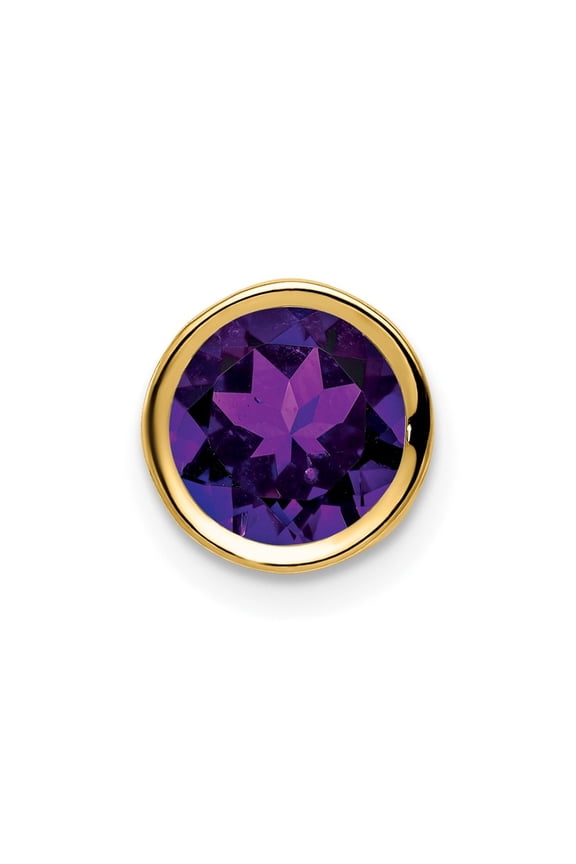 14K Yellow Gold 7mm Round Amethyst Bezel Chain Slide