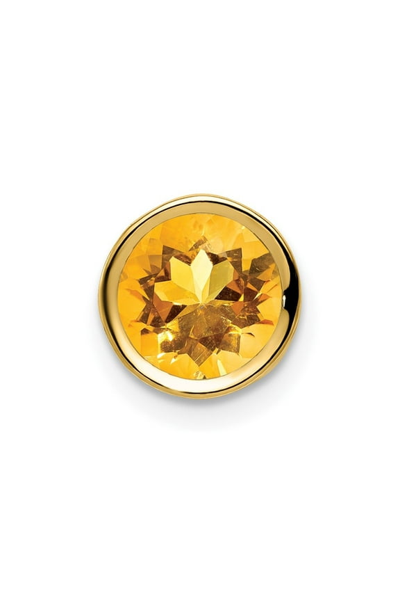 14K Yellow Gold 7mm Round Citrine Bezel Chain Slide
