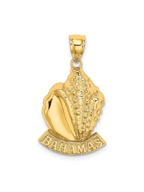 14K Yellow Gold BAHAMAS Conch Shell Pendant for Women (L- 1.06 in, W- 0.63 in)