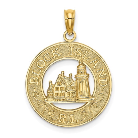 Diamond2Deal 14K Yellow Gold BLOCK ISLAND, RI with Lighthouse Pendant for Women