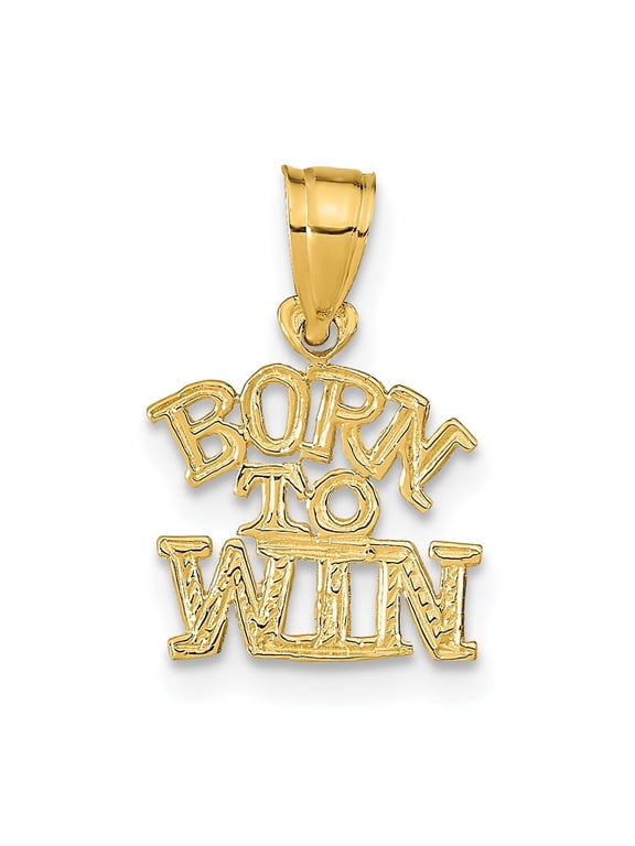 14K Yellow Gold BORN TO WIN Pendant for Women