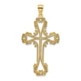 thumbnail image 1 of Diamond2Deal 14K Yellow Gold Beaded Cut-Out Cross with Swirled Design Pendant for Women (L- 1.5 in), 1 of 4