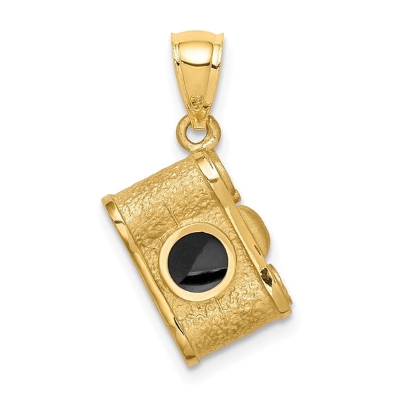 Diamond2Deal Mother's Day Gift 14K Yellow Gold Brushed and Enameled Camera Pendant for Women