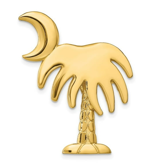 Diamond2Deal 14K Yellow Gold CHARLESTON Palmetto with Moon Slide Pendant for Women