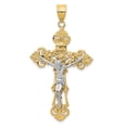 thumbnail image 1 of Diamond2Deal 14K Yellow Gold Cara Vaca Crucifix Cross Pendant for Women (L-26 mm,W-13 mm), 1 of 6