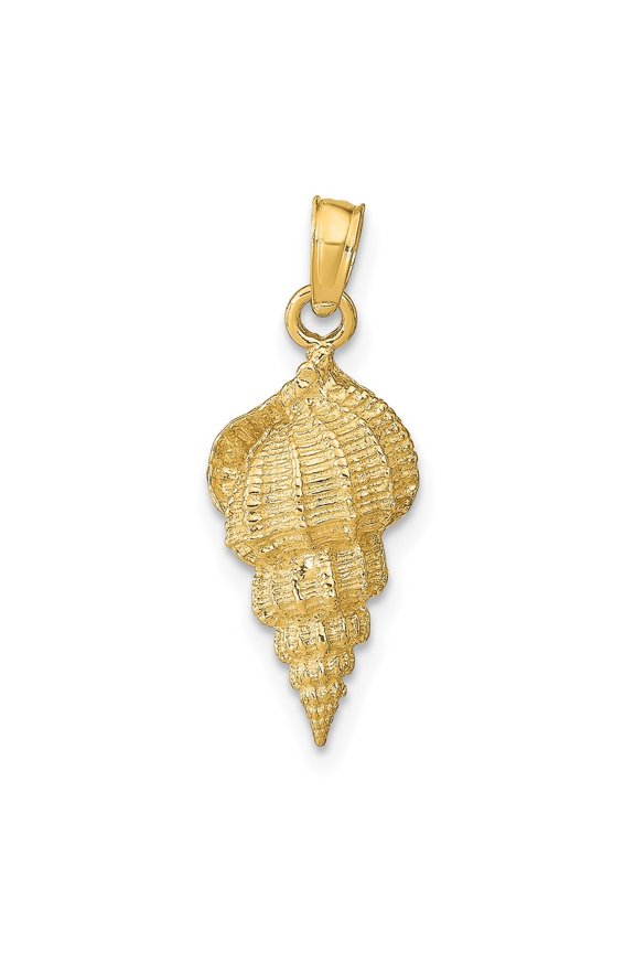 14K Yellow Gold Conch Shell Pendant for Women (L-24 mm,W-9 mm)
