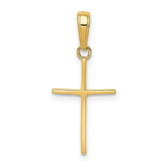 Diamond2Deal 14K Yellow Gold Cross Pendant for Women (L-24.3 mm,W-10.8 mm)