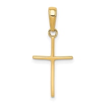 Diamond2Deal 14K Yellow Gold Cross Pendant for Women (L-24.3 mm,W-10.8 mm)