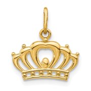 Diamond2Deal 14K Yellow Gold Crown Charm Pendant for Women L- 0.48 in, W- 0.6 in