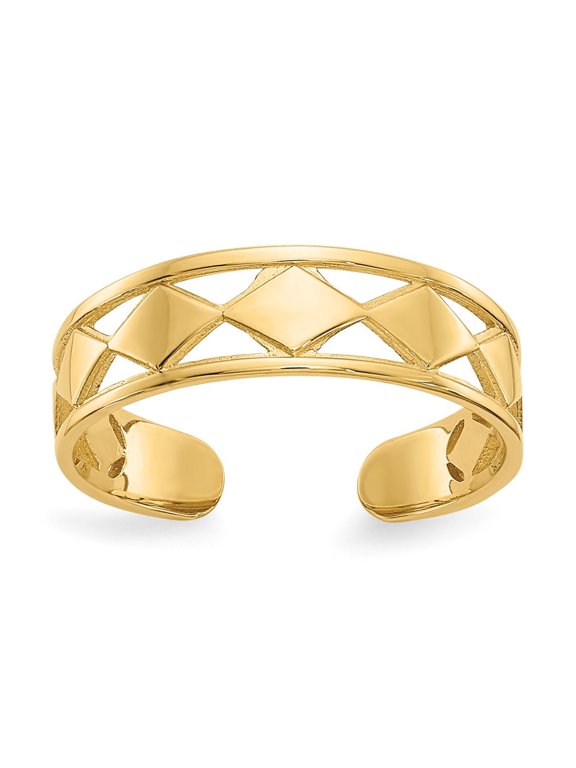 14K Yellow Gold Diamond Shapes Toe Ring