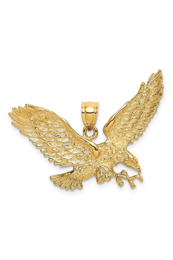 14K Yellow Gold Eagle with Beak Touching Claws Pendant for Women