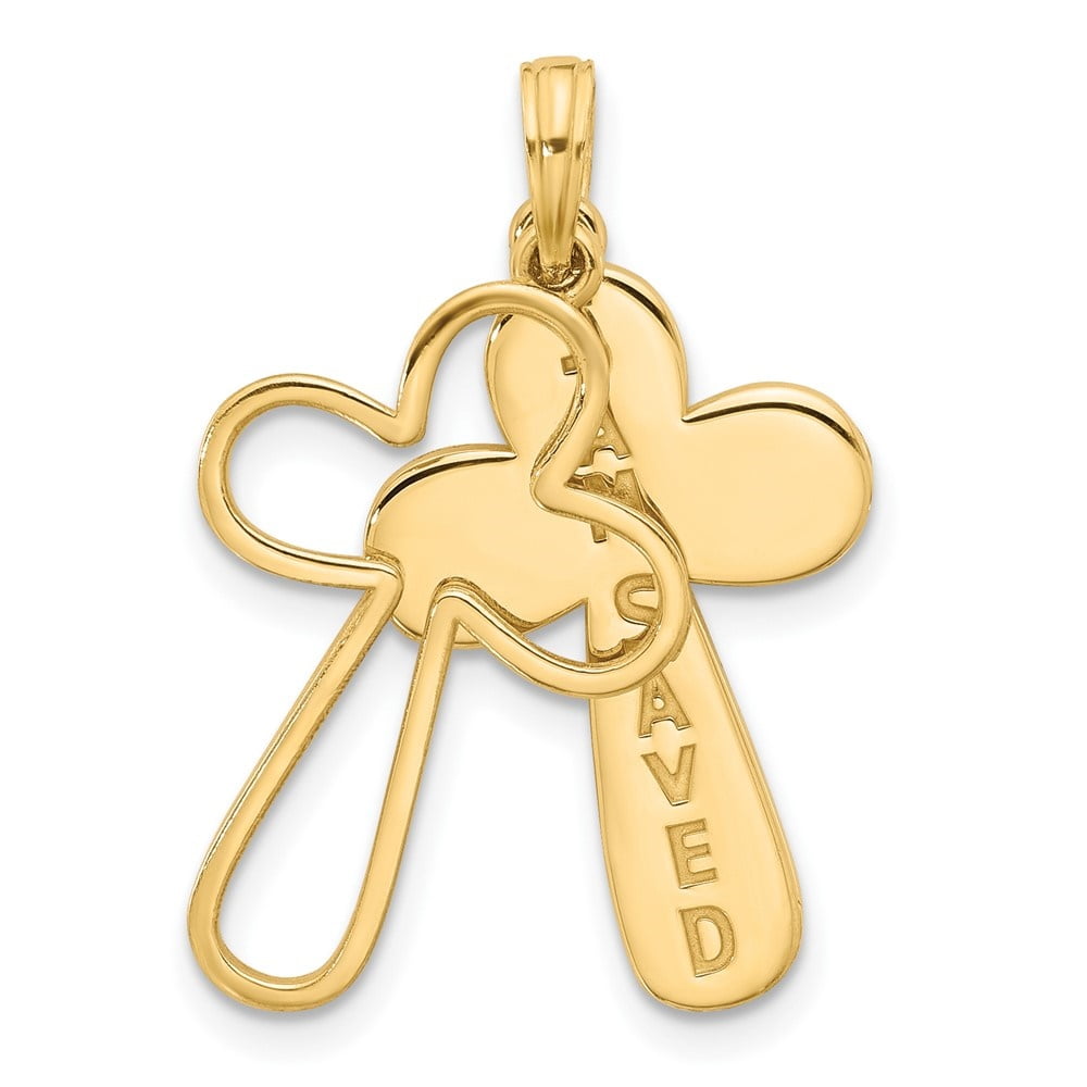 DIAMOND2DEAL INC Diamond2Deal 14K Yellow Gold Fancy Pendant for Women (L- 1.19 inch, W- 0.59 inch)