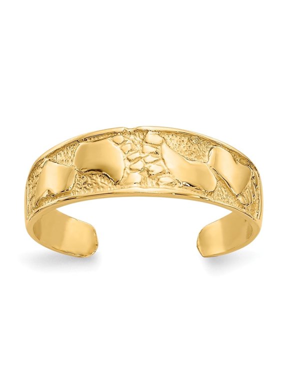 14K Yellow Gold Footprints Toe Ring for Women