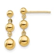 thumbnail image 1 of Diamond2Deal 14K Yellow Gold Graduated 3 Ball Post Earrings for Women (L- 0.71 inch, W- 0.2 inch), 1 of 2