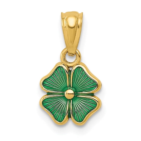 Diamond2Deal 14K Yellow Gold Green Enameled Four Leaf Clover Pendant diamond2deal-14k-yellow-gold-green-enameled-four-leaf-clover-pendant