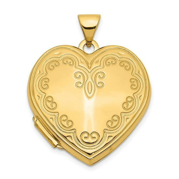 Diamond2Deal 14K Yellow Gold Heart Locket Pendant for Women (L- 1.07 in, W- 0.84 in)