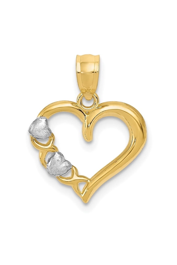 14K Yellow Gold Heart and -X- Pendant for Women (L- 0.75 in, W- 0.6 in)