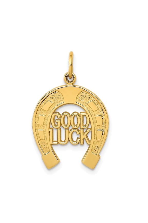 Diamond2Deal 14K Yellow Gold Horseshoe Good Luck Charm Pendant for Women (L- 0.99 inch, W- 0.6 inch)