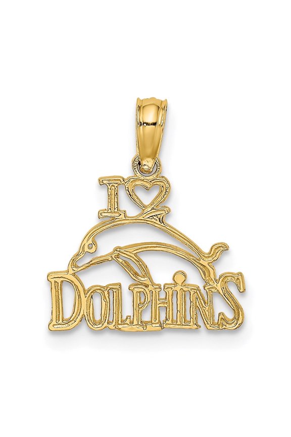 14K Yellow Gold I HEART DOLPHINS with Dolphin Pendant for Women