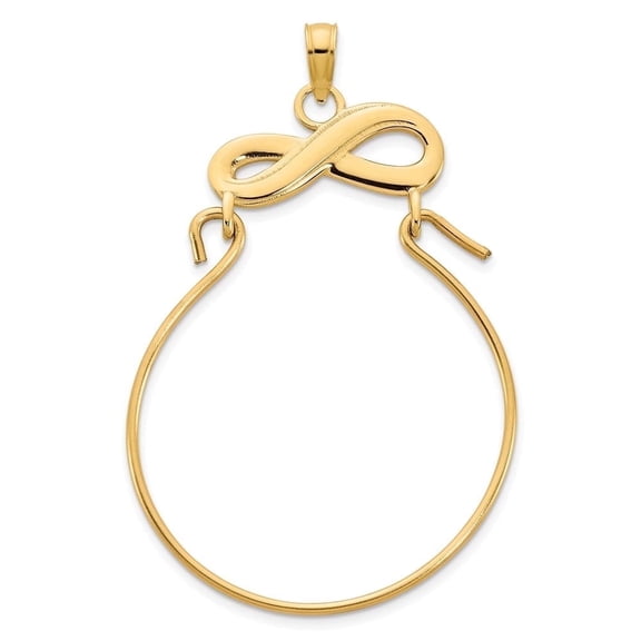 Diamond2Deal 14K Yellow Gold Charm Pendant for Women Holder Pendant for Women (W- 0.63 inch)