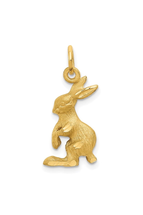 14K Yellow Gold Jack Rabbit Charm Pendant for Women (L-24 mm,W-10 mm)
