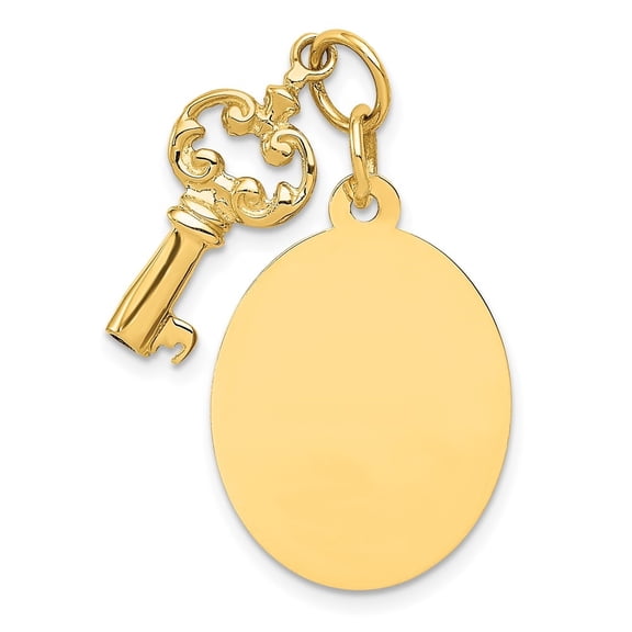 Diamond2Deal 14K Yellow Gold Key Tag Charm Pendant for Women (L-30 mm,W-16 mm)