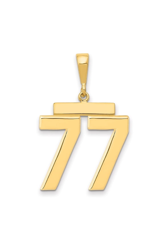 14K Yellow Gold Large Polished Number 77 Charm for Women