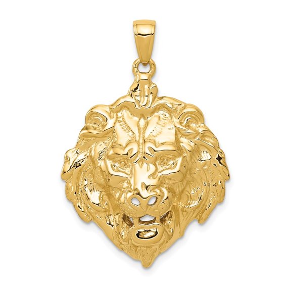 Diamond2Deal 14K Yellow Gold Lion Charm Pendant for Men (L- 1.19 in, W- 0.95 in)