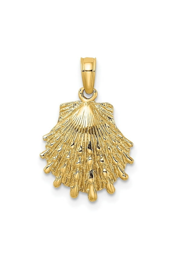 14K Yellow Gold Lion's Paw Shell Charm Pendant for Women (L- 0.75 inch, W- 0.52 inch)