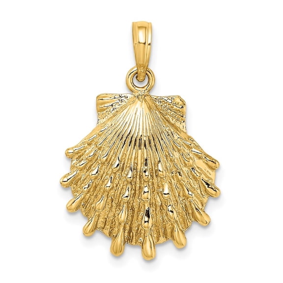 Diamond2Deal 14K Yellow Gold Lions Paw Shell Charm Pendant for Women (L- 0.99 in, W- 0.73 in)