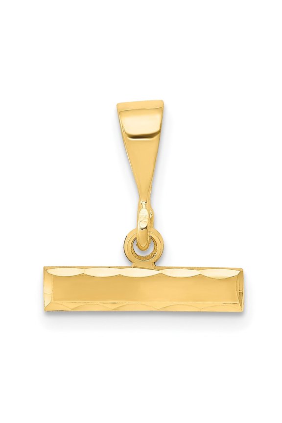 14K Yellow Gold Medium Diamond-Cut Top Pendant for Women (L- 0.25 in, W- 0.57 in)