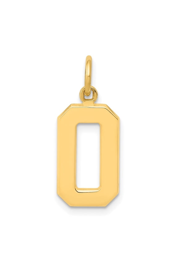 14K Yellow Gold Medium Polished Number 0 Charm for Women (Length - 17.9 mm, Width - 9.56 mm)