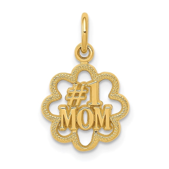 Diamond2Deal 14K Yellow Gold Number 1 Mom Charm Pendant for Women (L-19 mm,W-6 mm)