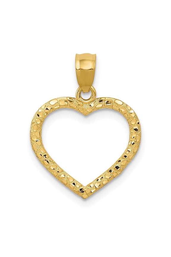 14K Yellow Gold Open Heart Pendant for Women (L- 0.83 in, W- 0.6 in)