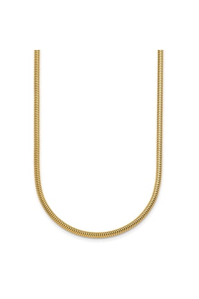 14K Yellow Gold Polished 2.4mm Solid Snake Chain Necklace for Women 24"
