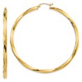 thumbnail image 1 of Diamond2Deal 14K Yellow Gold Polished 3mm Twisted Hoop Earrings for Women (L- 2.37 inch, W- 2.37 inch), 1 of 6