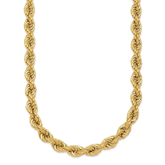 Diamond2Deal 14K Yellow Gold Polished 6.0mm Semi-Solid Rope Chain Necklace for Women 24"