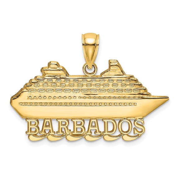 Diamond2Deal 14K Yellow Gold BARBADOS Cruise Ship Pendant for Women (L- 0.97 in, W- 1.26 in)