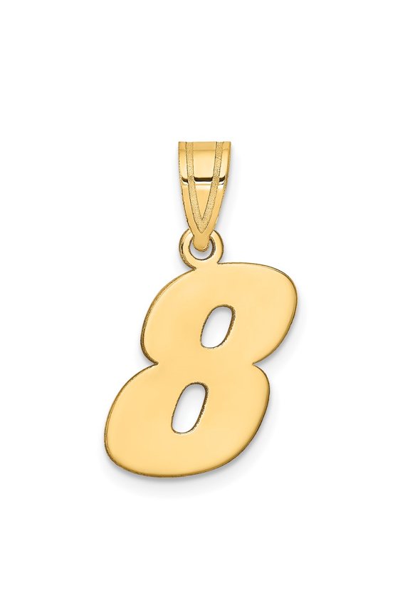 14K Yellow Gold Polished Block Number 8 Pendant for Women (L-18.1 mm,W-14.26 mm)