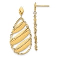 thumbnail image 1 of Diamond2Deal 14K Yellow Gold Polished Brushed Post Dangle Earrings for Women (L- 1.56 inch, W- 0.71 inch), 1 of 6
