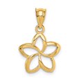 thumbnail image 1 of Diamond2Deal 14K Yellow Gold Polished Cut-Out Plumeria Pendant for Women (L- 0.87 inch, W- 0.56 inch), 1 of 6