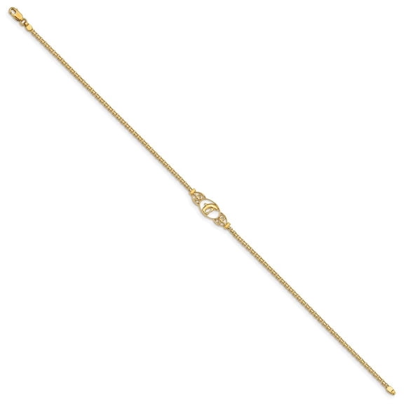 Diamond2Deal 14K Yellow Gold Polished Dolphin Anklet for Women 10"