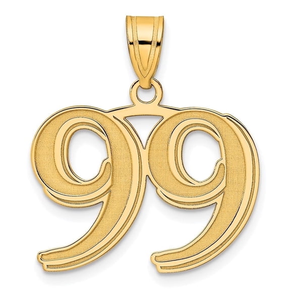 Diamond2Deal Mother's Day Gift 14K Yellow Gold Polished Etched Number 99 Pendant for Women
