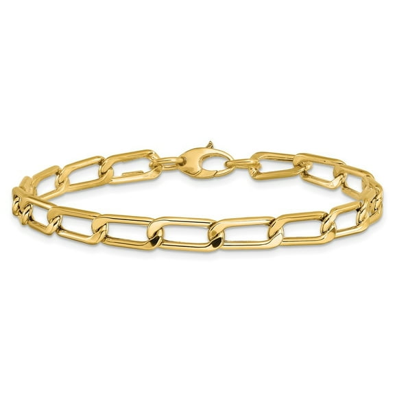Diamond2Deal 14K Yellow Gold Polished Hollow Fancy Link Chain Bracelet for Men 7.5"