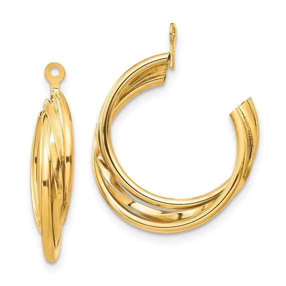 Diamond2Deal 14K Yellow Gold Polished Hoop Jacket Earrings (L- 0.91 inch, W-0.16 inch)